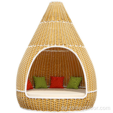 Außenbett mit Baldachin Rattan Outdoor -Tagesbett